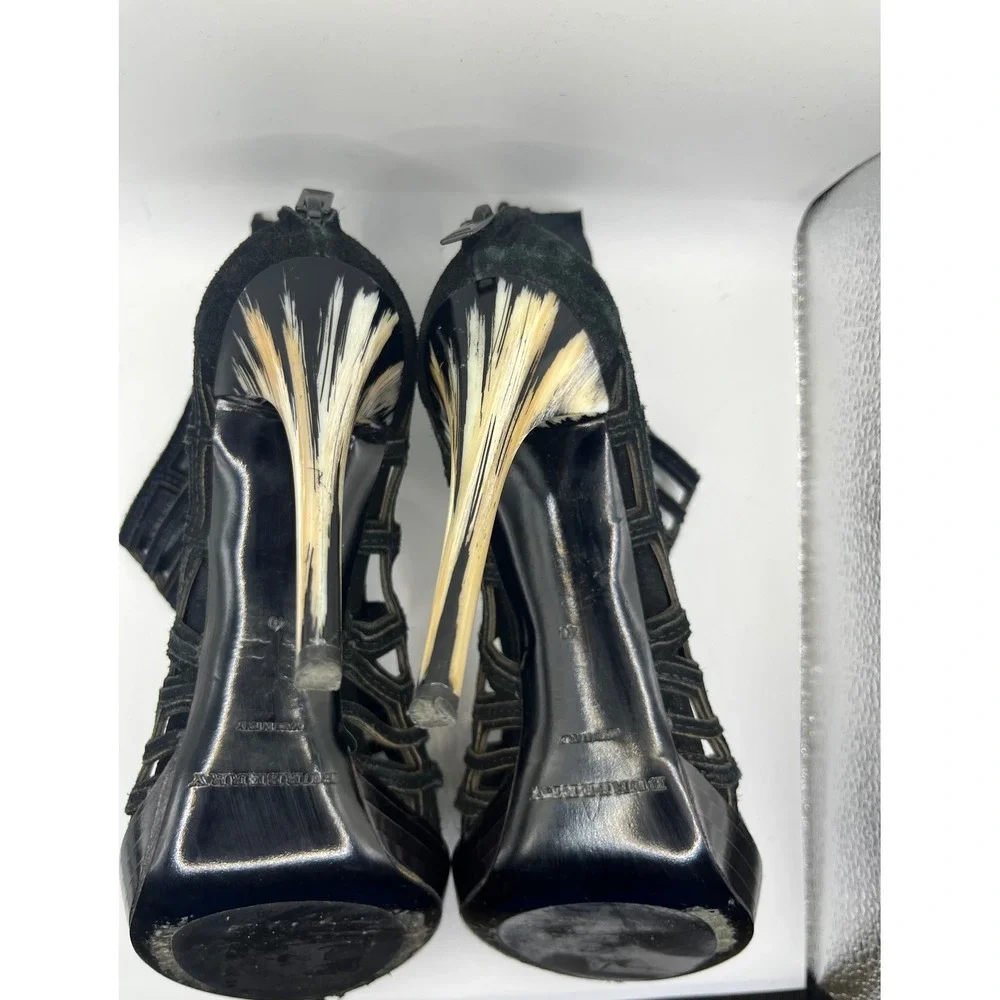 Burberry Black Suede Cage Stiletto Heels Booties Women's‎ Size 40